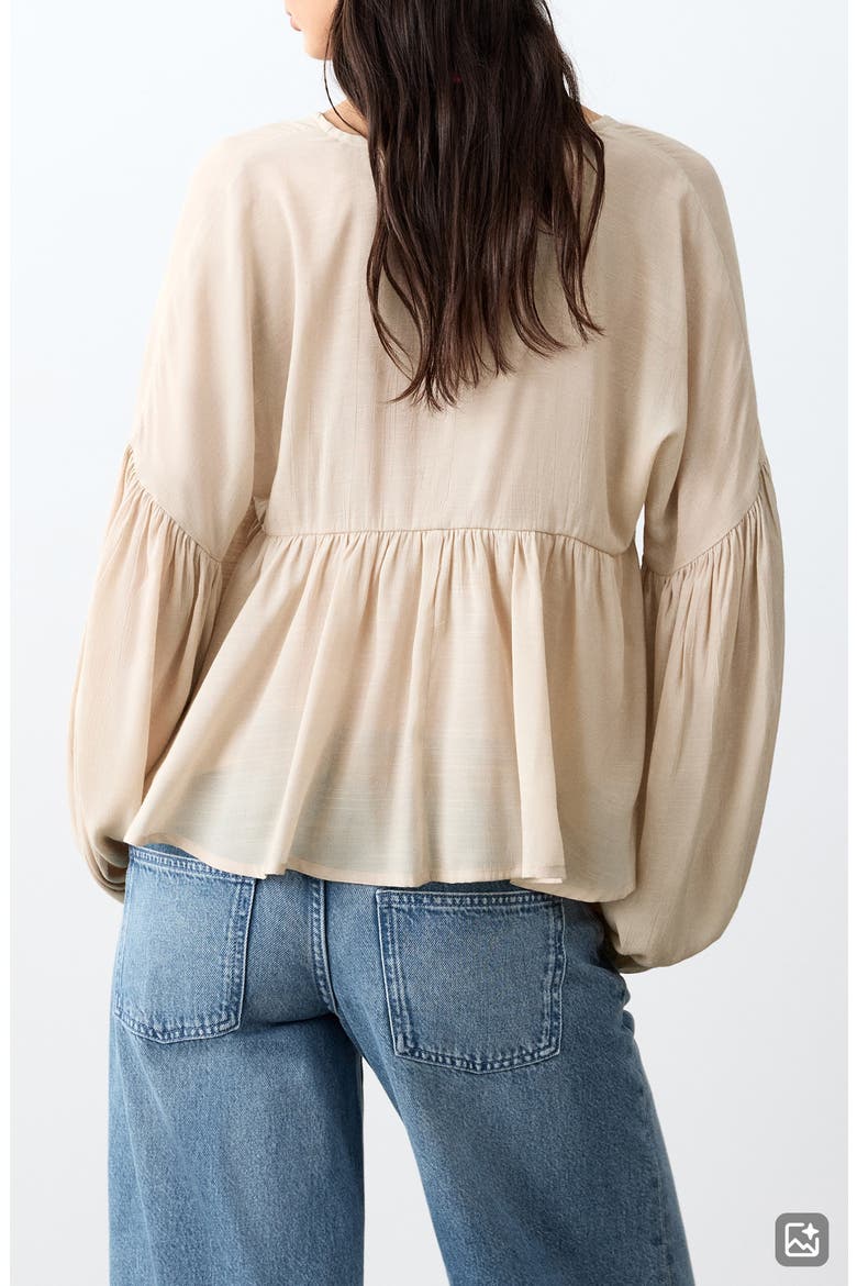 Embroidered Peplum Blouse, Alternate, color, BEIGE