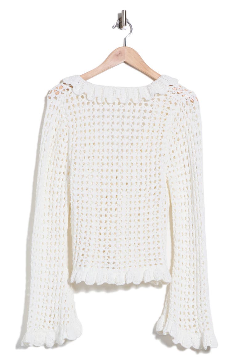 Solaris Open Stitch Cotton Blend Cardigan, Alternate, color, IVORY