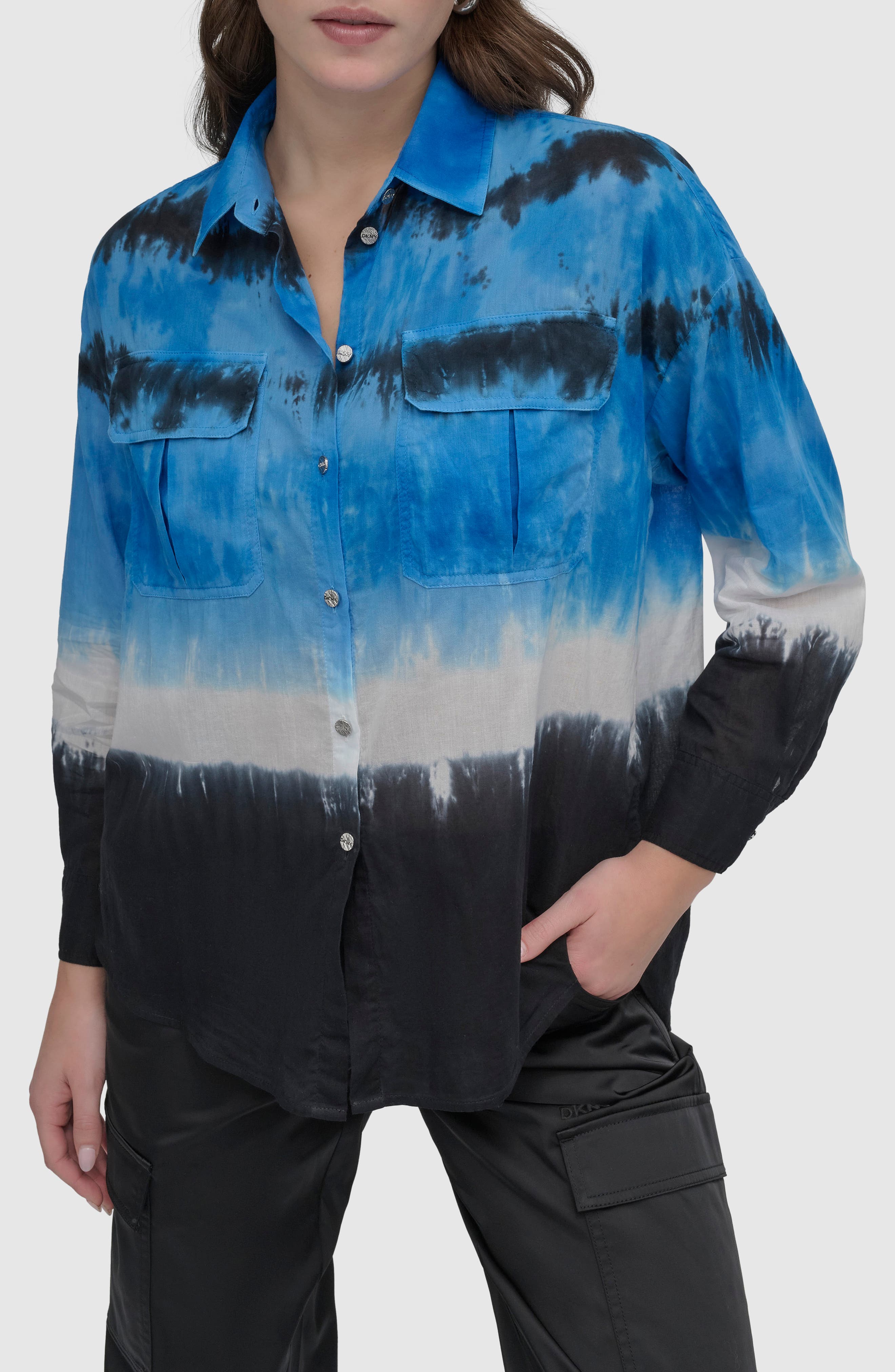 DKNY Tie Dye Cotton Button-Up Shirt