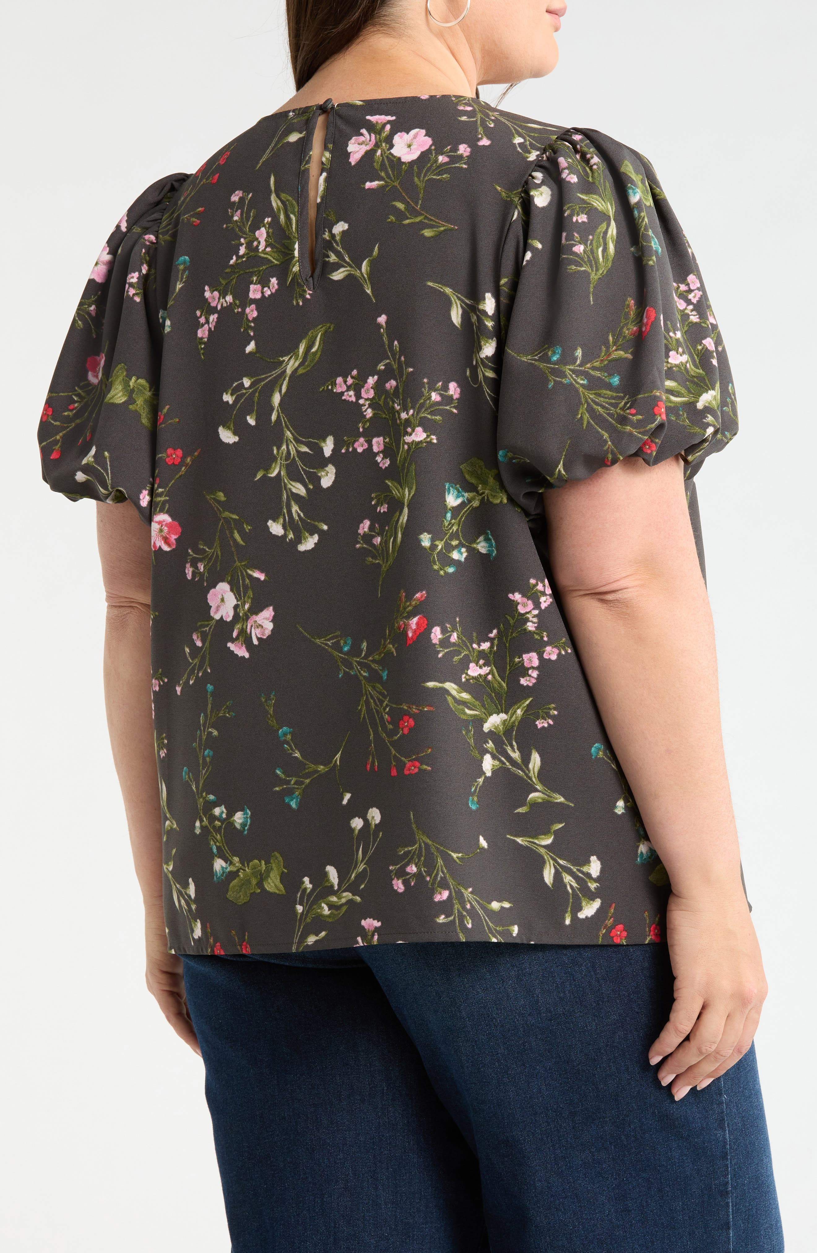Floral Print Puff Sleeve Top - image 2