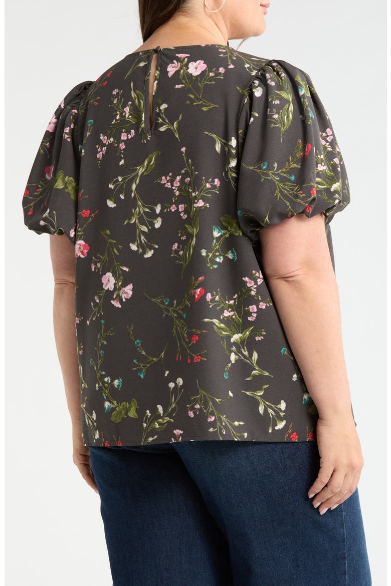 Floral Print Puff Sleeve Top, Alternate, color, GREEN-MULTI
