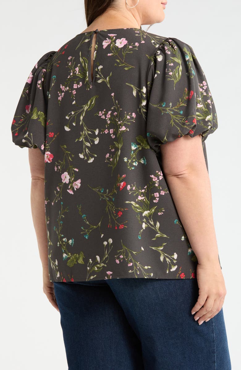 SUGARLIPS Floral Print Puff Sleeve Top, Alternate, color, Green-Multi
