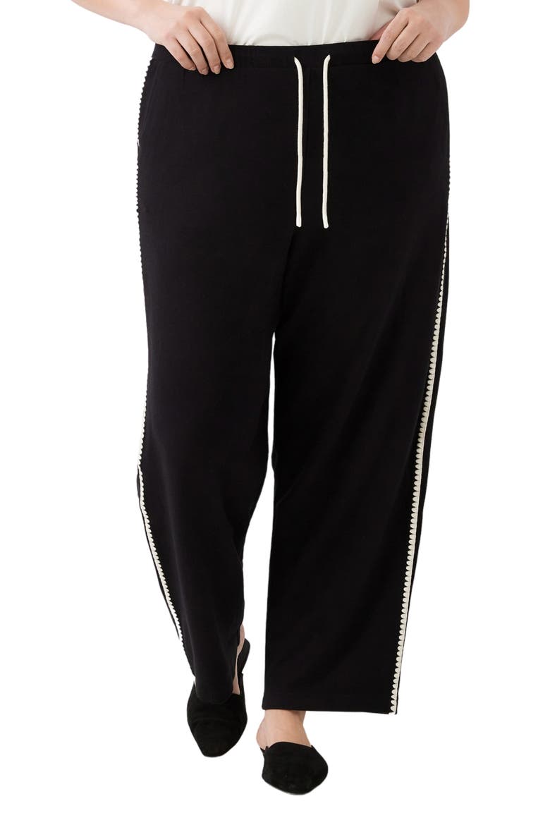 Edge Stitch Wide Leg Sweatpants, Main, color, BLACK