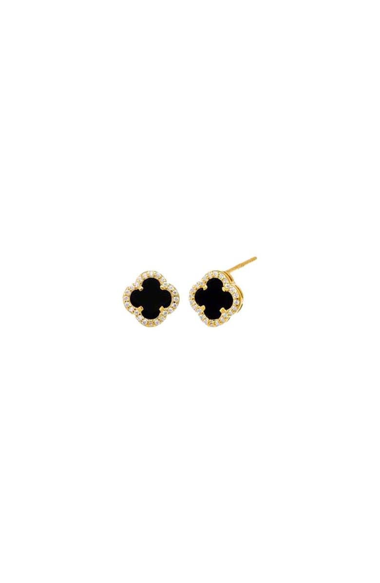BY ADINA EDEN Pave Colored Stone Clover Stud Earring, Main, color, 