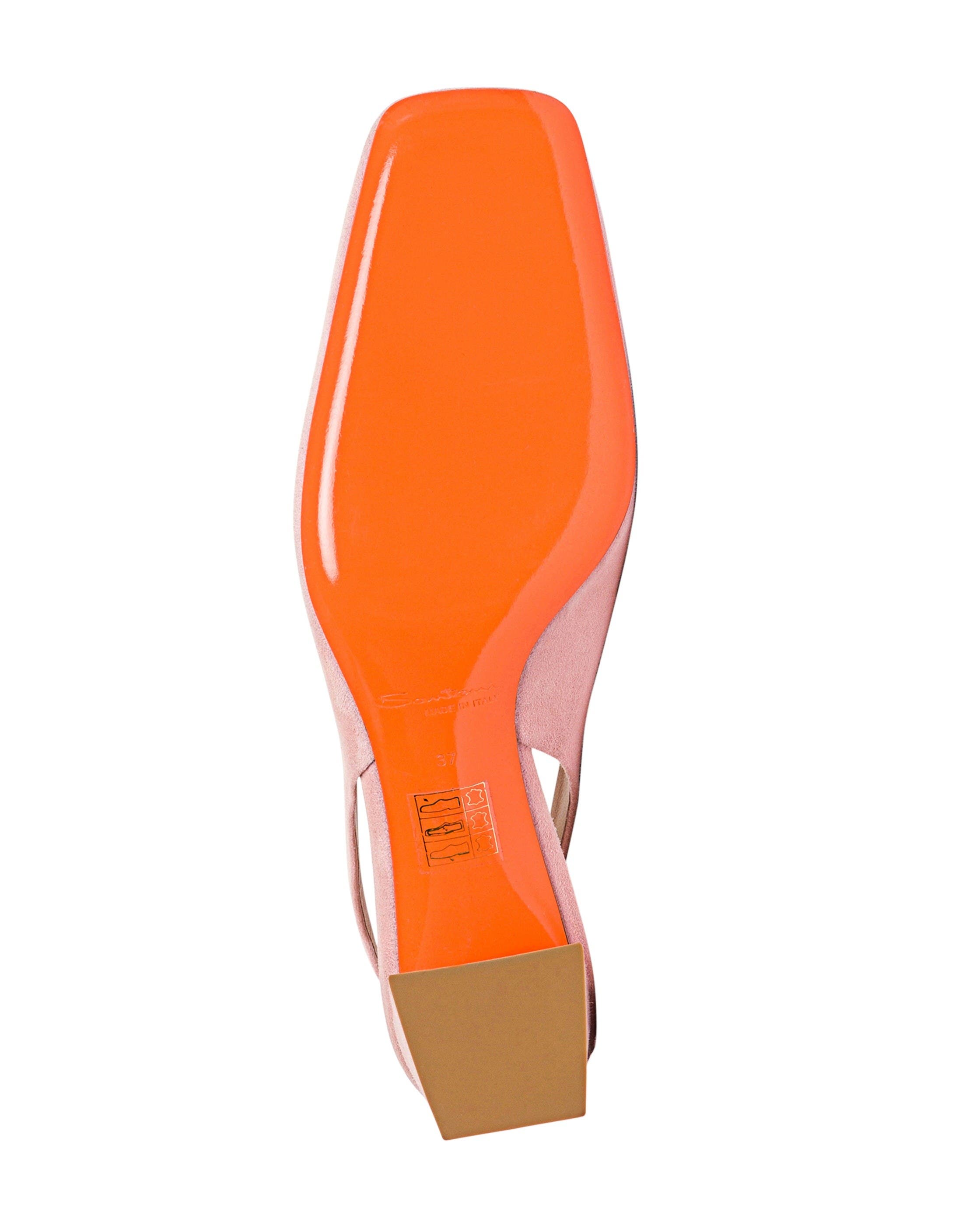 Santoni Women's Suede Mid-Heel Slingback, Alternate, color, Pink