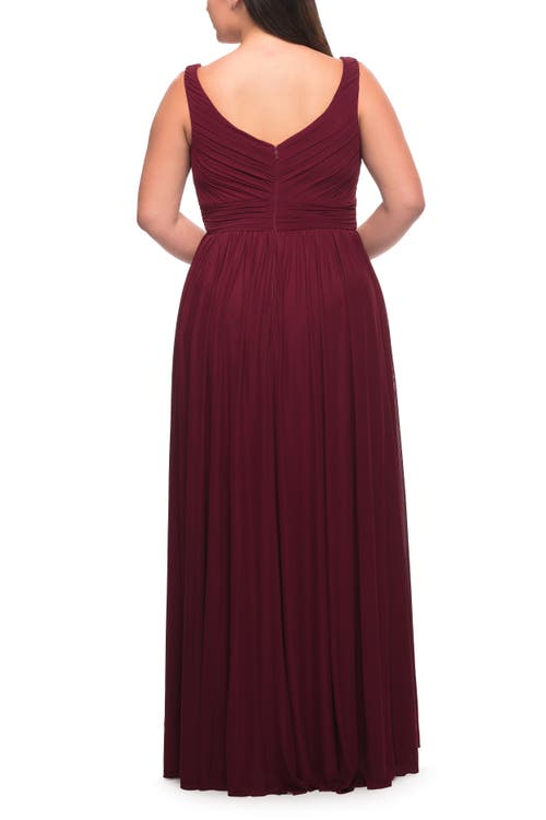 La Femme Plus Size Long Gown In Purple