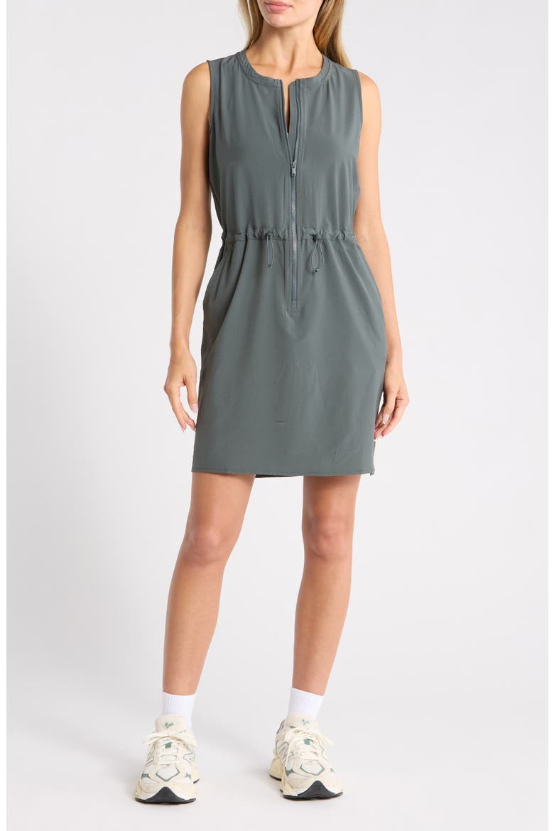 Venture Sleeveless Front Zip Utility Dress, Main, color, GREEN URBAN