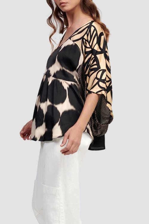 ALEMBIKA ALEMBIKA SERENE MIXED PRINT V-NECK BLOUSE