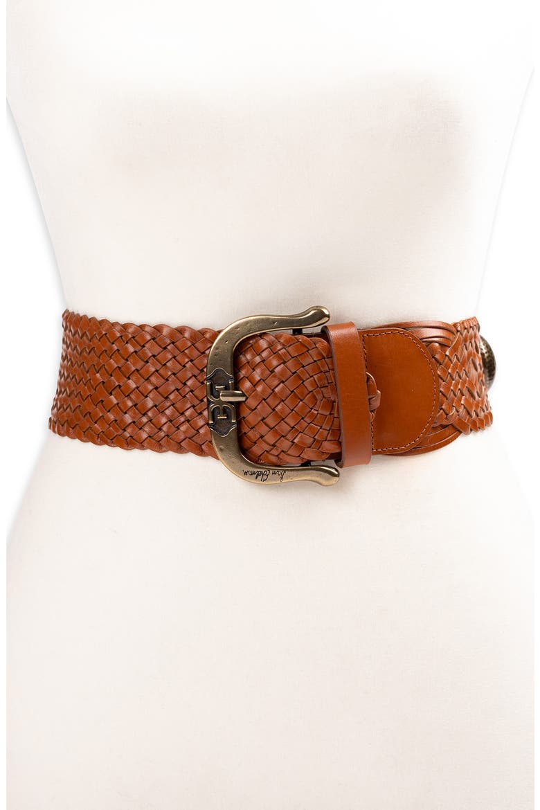 Wide Woven Leather Western Belt, Alternate, color, TAN