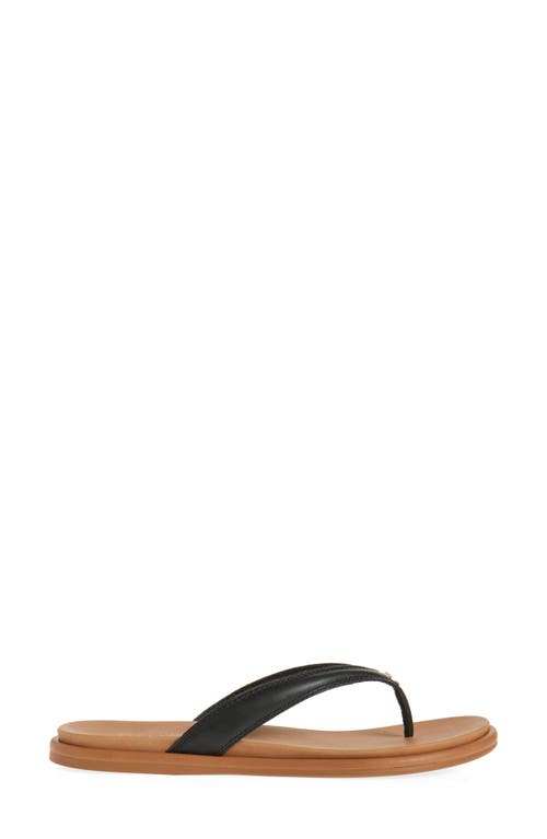 Sperry Isla Flip Flop In Black Leather Smooth