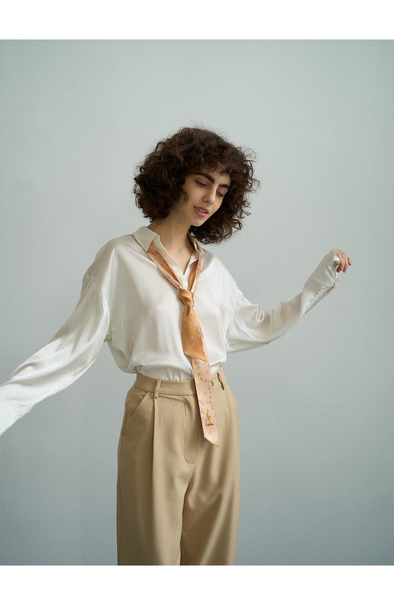 Lost Pattern "Neon Tiger" Silk Skinny Scarf, Alternate, color, Champagne