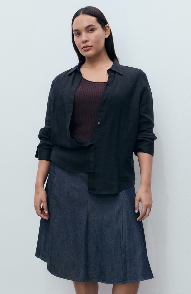 MANGO Pleated A-Line Denim Skirt, Alternate, color, Open Blue