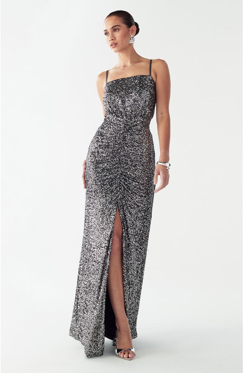 SAVEL Yasmina Maxi Dress, Alternate, color, Gunmetal Sequin