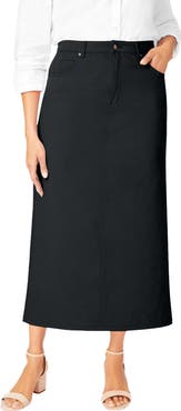 Jessica London Classic Cotton Denim Midi Skirt