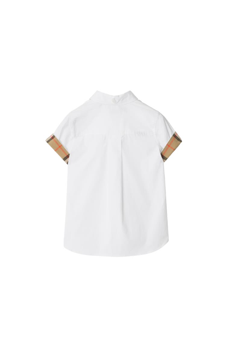 Check Trim Cotton Poplin Shirt, Alternate, color, White