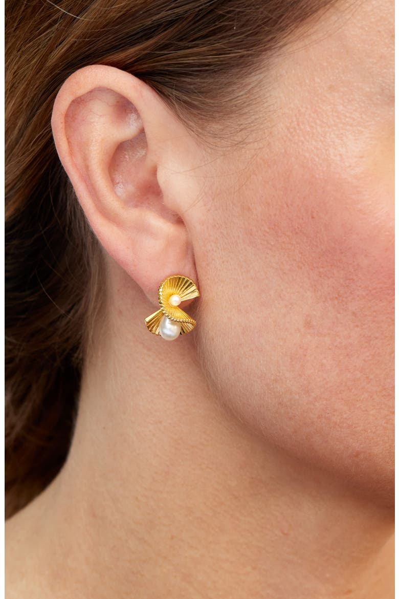 Imitation Pearl Twist Stud Earrings, Alternate, color, YELLOW