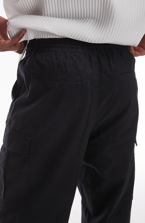 Topman Wide Leg Cargo Pants In Black