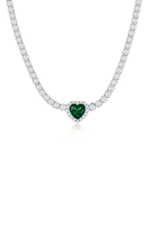 Heart Cubic Zirconia Tennis Necklace
