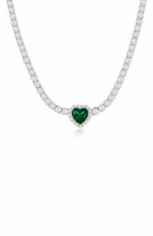 SIMONA Heart Cubic Zirconia Tennis Necklace
