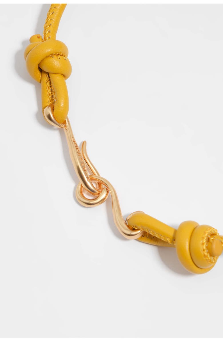 Bimba y Lola Mustard Monkey And Crochet Flowers Necklace, Alternate, color, Mustard