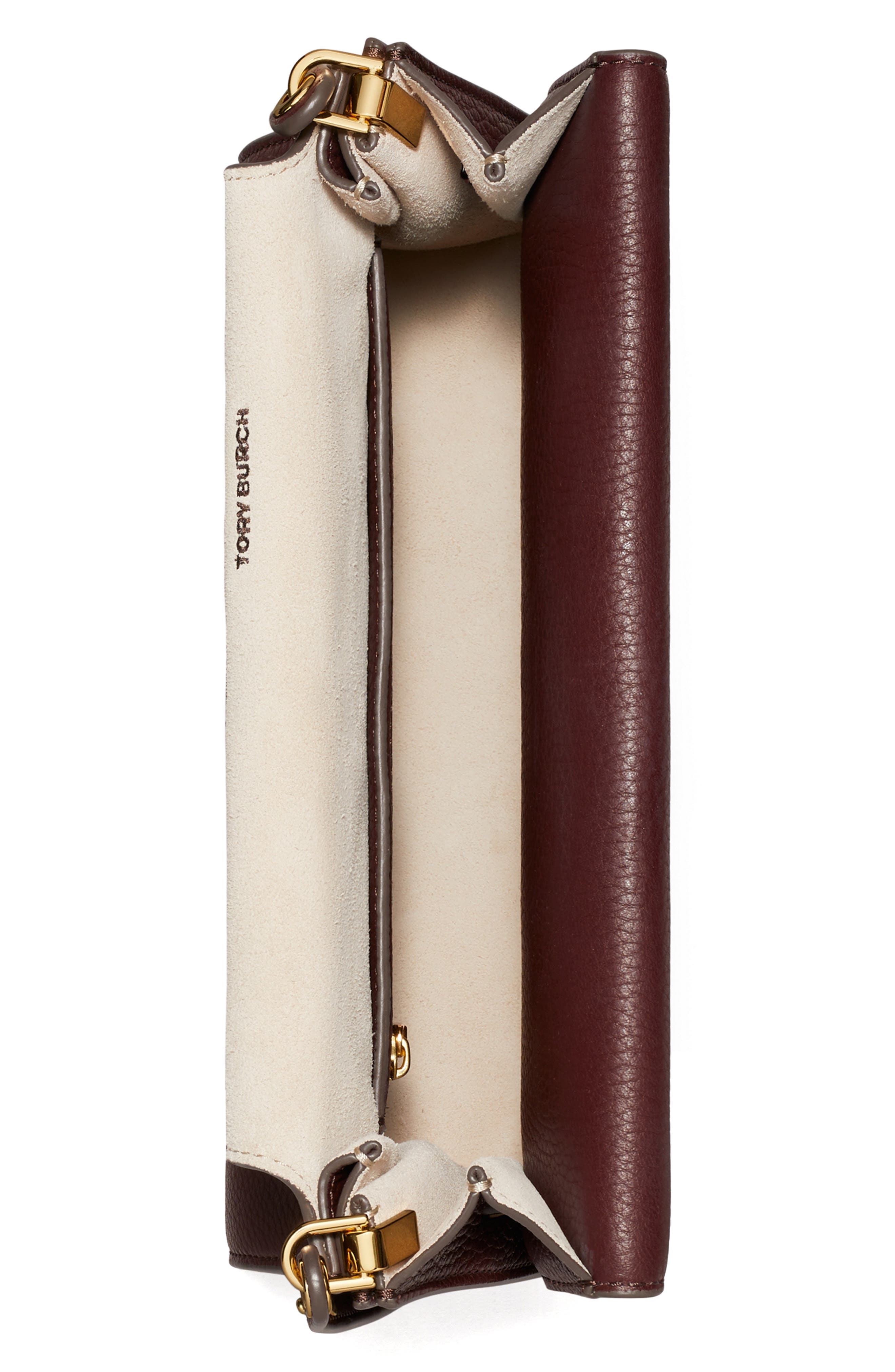 Tory Burch Large Lee Radziwill Pebble Leather Shoulder Bag, Alternate, color, Dark Carmine