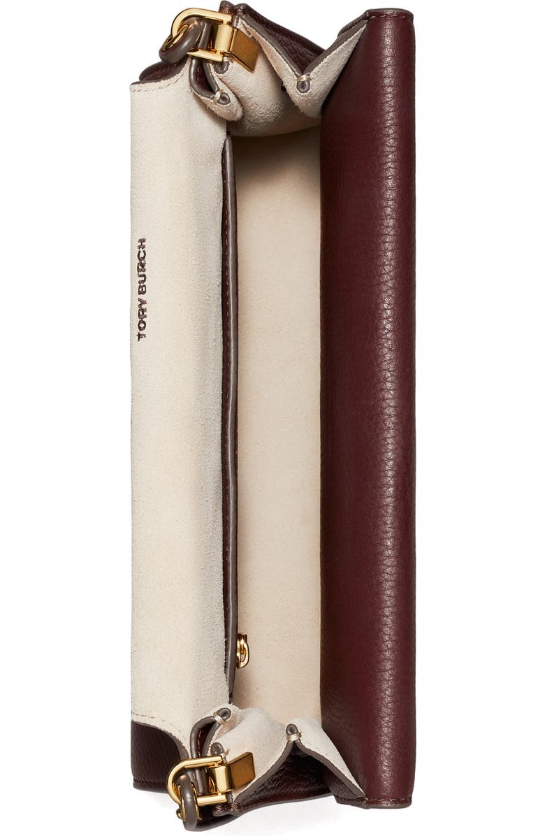 Tory Burch Large Lee Radziwill Pebble Leather Shoulder Bag, Alternate, color, Dark Carmine