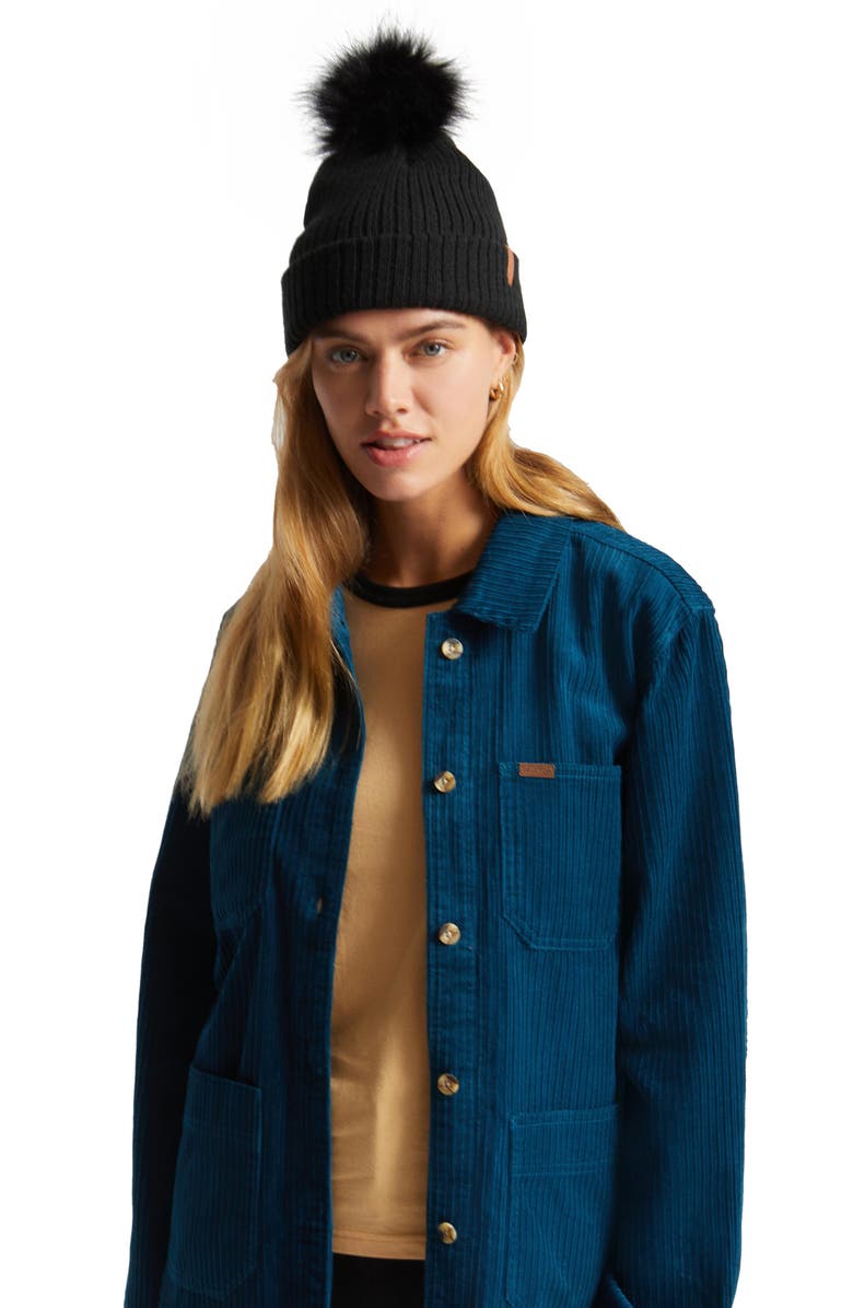Brixton Alison Beanie with Faux Fur Pom, Main, color, 