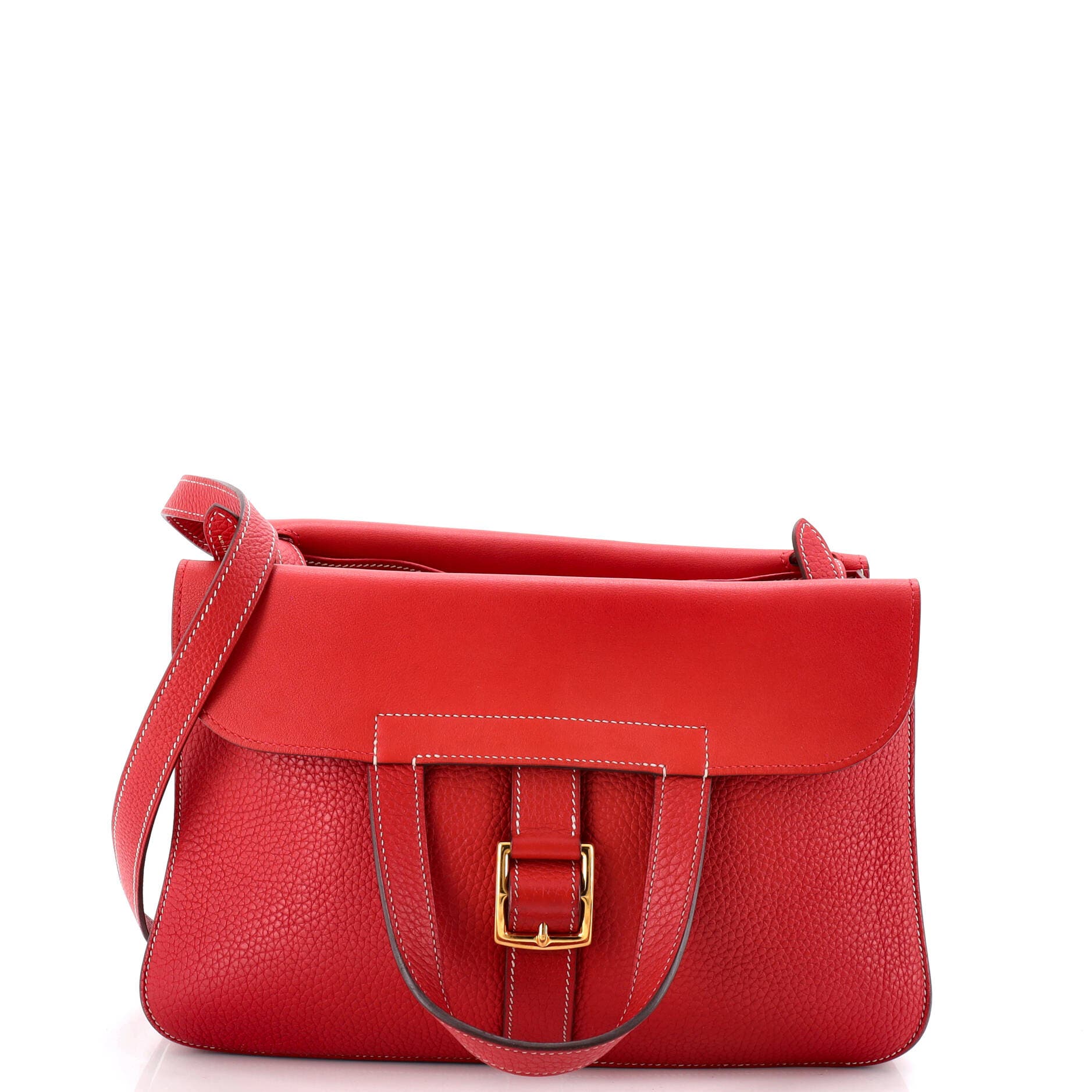 Pre-Owned Hermes Halzan Bag Clemence 31, Main, color, Rouge Casaque