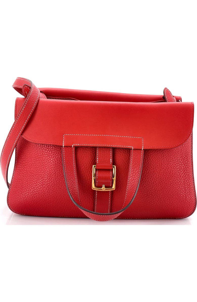 Pre-Owned Hermes Halzan Bag Clemence 31, Main, color, Rouge Casaque