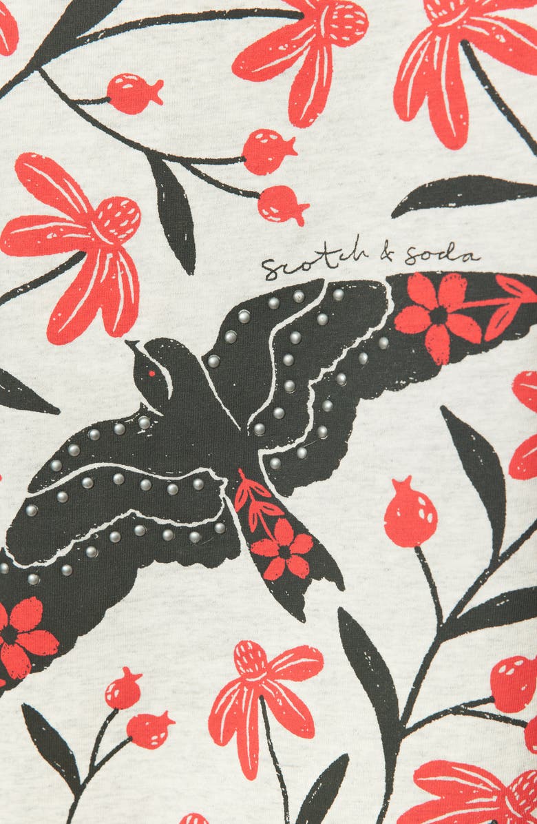 Scotch & Soda Dyed Boxy Crop Graphic T-Shirt, Alternate, color, Light Grey Heather