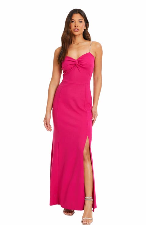 Scuba Crepe Dress with Diamante Straps