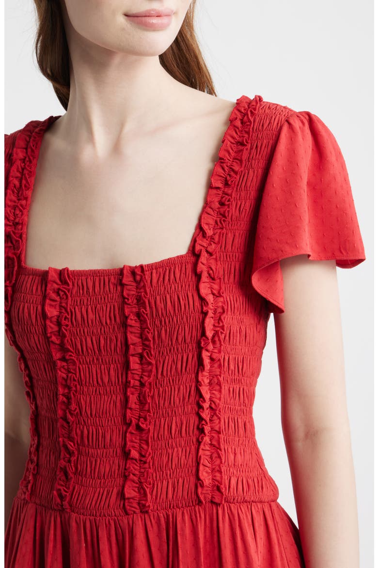 Smocked Maxi Dress, Alternate, color, RED