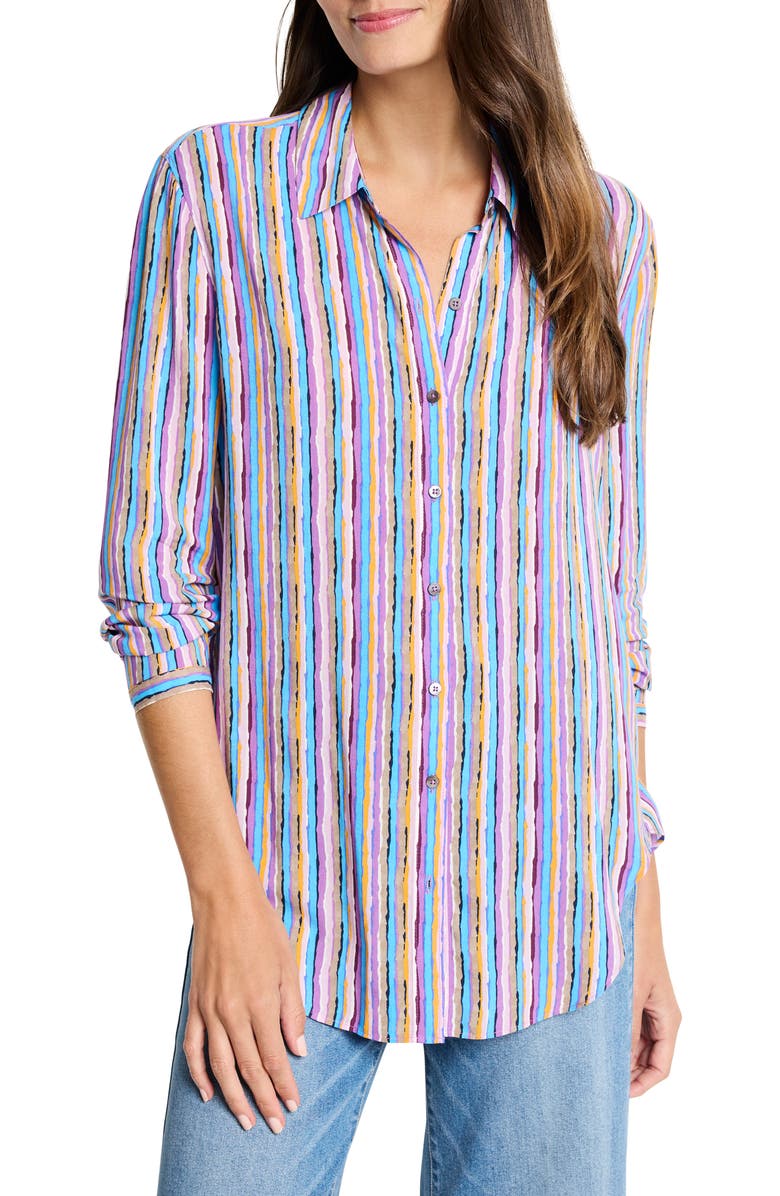 NIC+ZOE Solstice Stripe Button-Up Shirt, Main, color, 