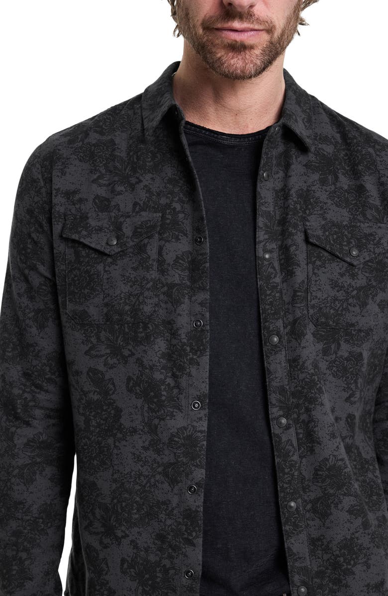 John Varvatos Mar Floral Flannel Snap-Up Western Shirt, Alternate, color, 