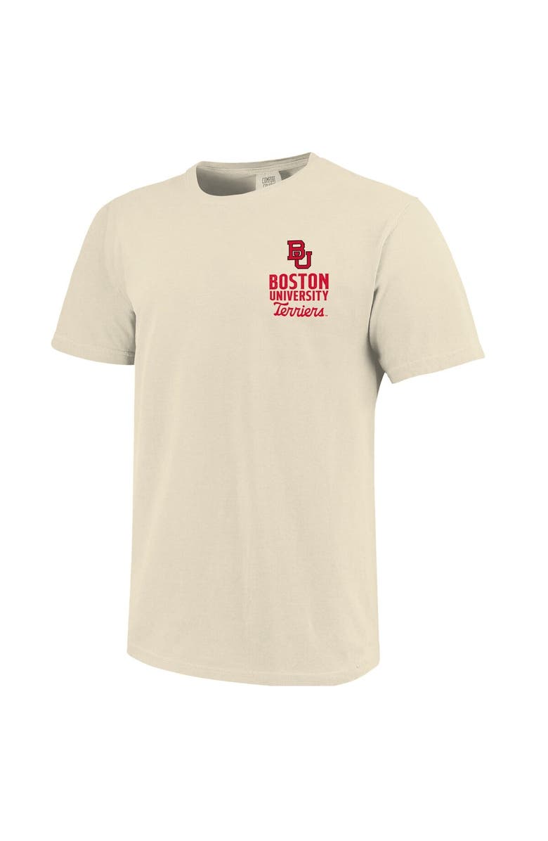 IMAGE ONE Men
s Cream Boston University Comfort Colors Mascot Overlay T-Shirt, Alternate, color,