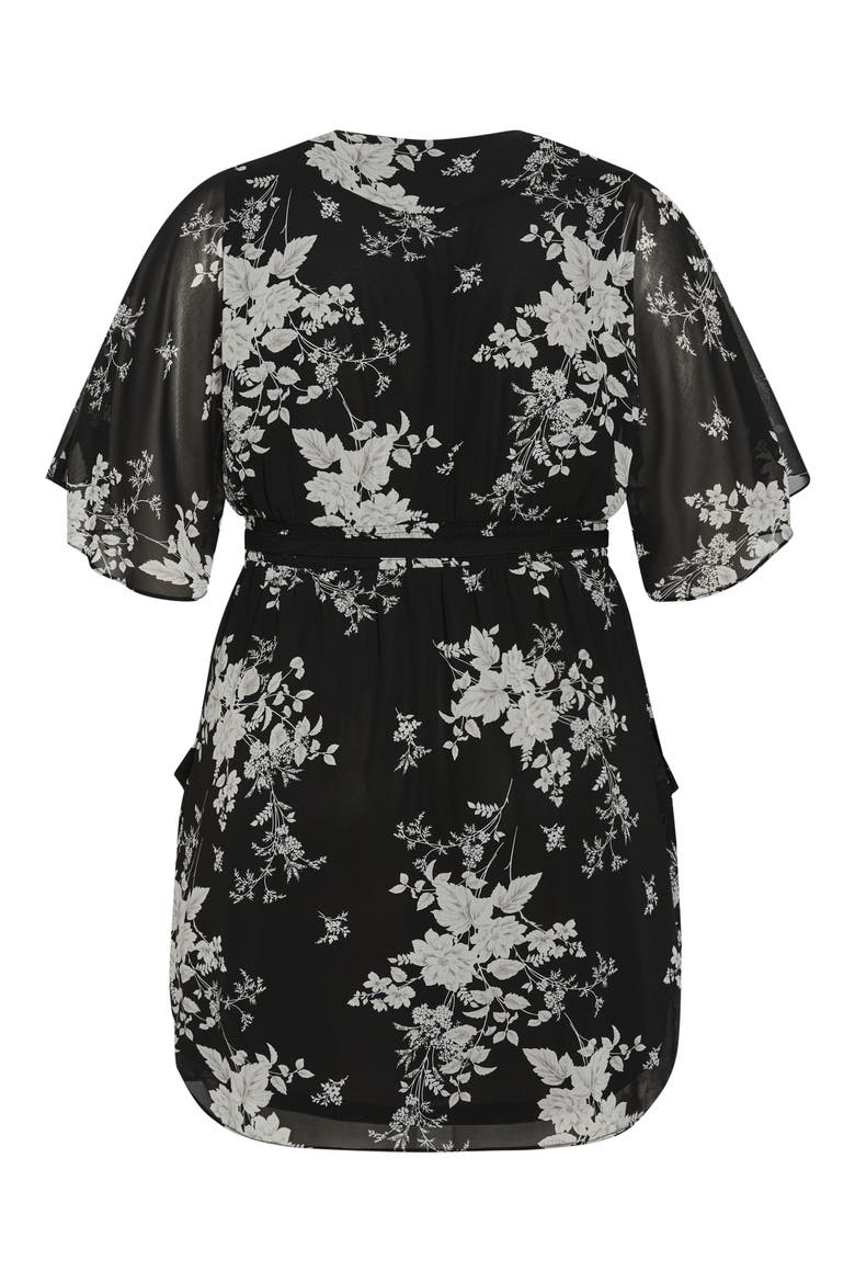 Bouquet Flutter Sleeve Faux Wrap Dress, Alternate, color, MINI BOUQUET