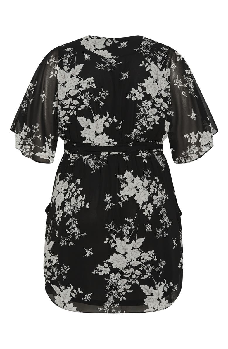 City Chic Bouquet Flutter Sleeve Faux Wrap Dress, Alternate, color, Mini Bouquet
