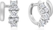 Crislu Pavé Cubic Zirconia Cluster Huggie Hoop Earrings