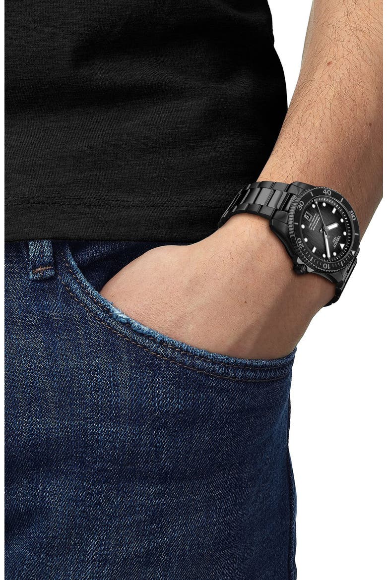 Seastar 1000 Powermatic 80 Bracelet Watch, 40mm, Alternate, color, BLACK