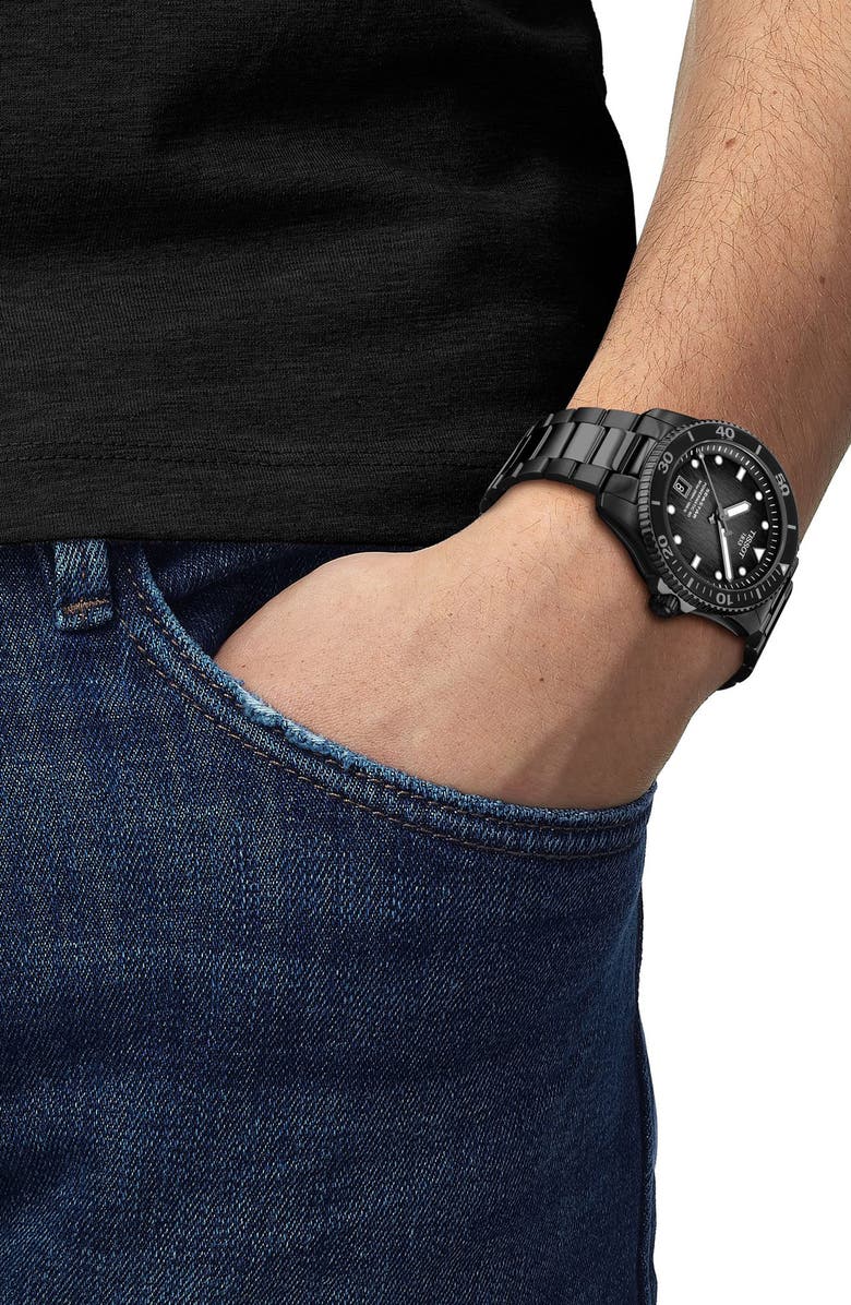 Tissot Seastar 1000 Powermatic 80 Bracelet Watch, 40mm, Alternate, color, Black