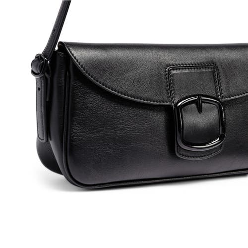 Santoni Black Leather Shoulder Bag In Black