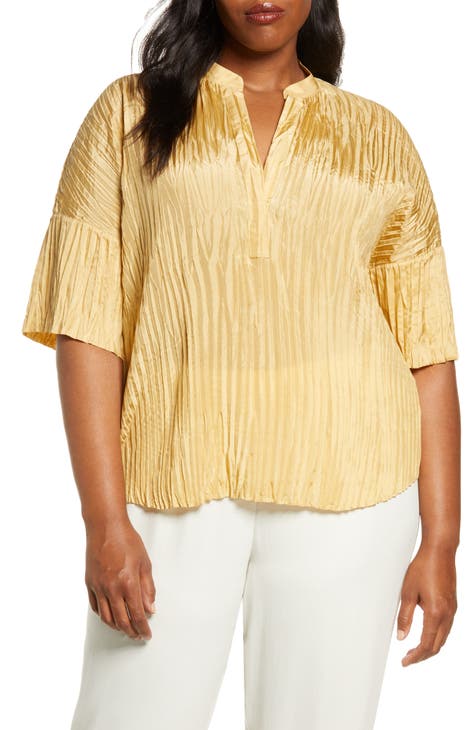 Crushed Silk Short Sleeve Top (Plus Size)