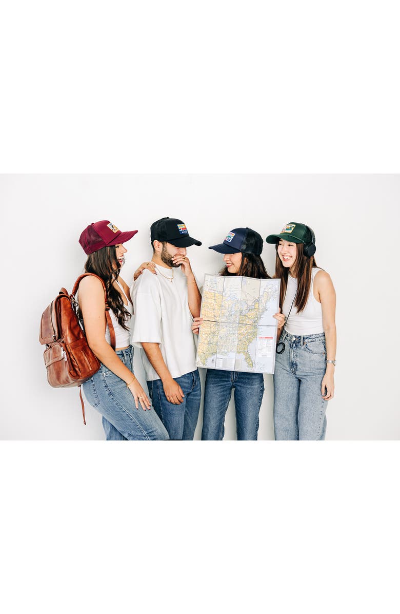 Rey To Z Chicago Postcard Trucker Hat, Alternate, color, Royal Blue & White