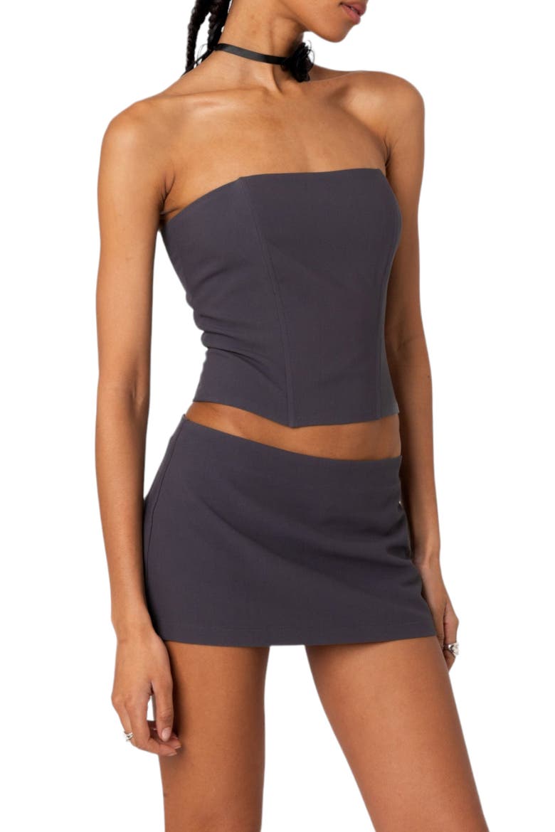 Piper Strapless Crop Corset, Alternate, color, DARK-GRAY