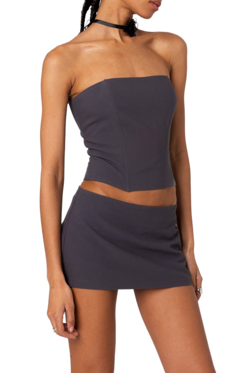 EDIKTED Piper Strapless Crop Corset, Alternate, color, Dark-Gray