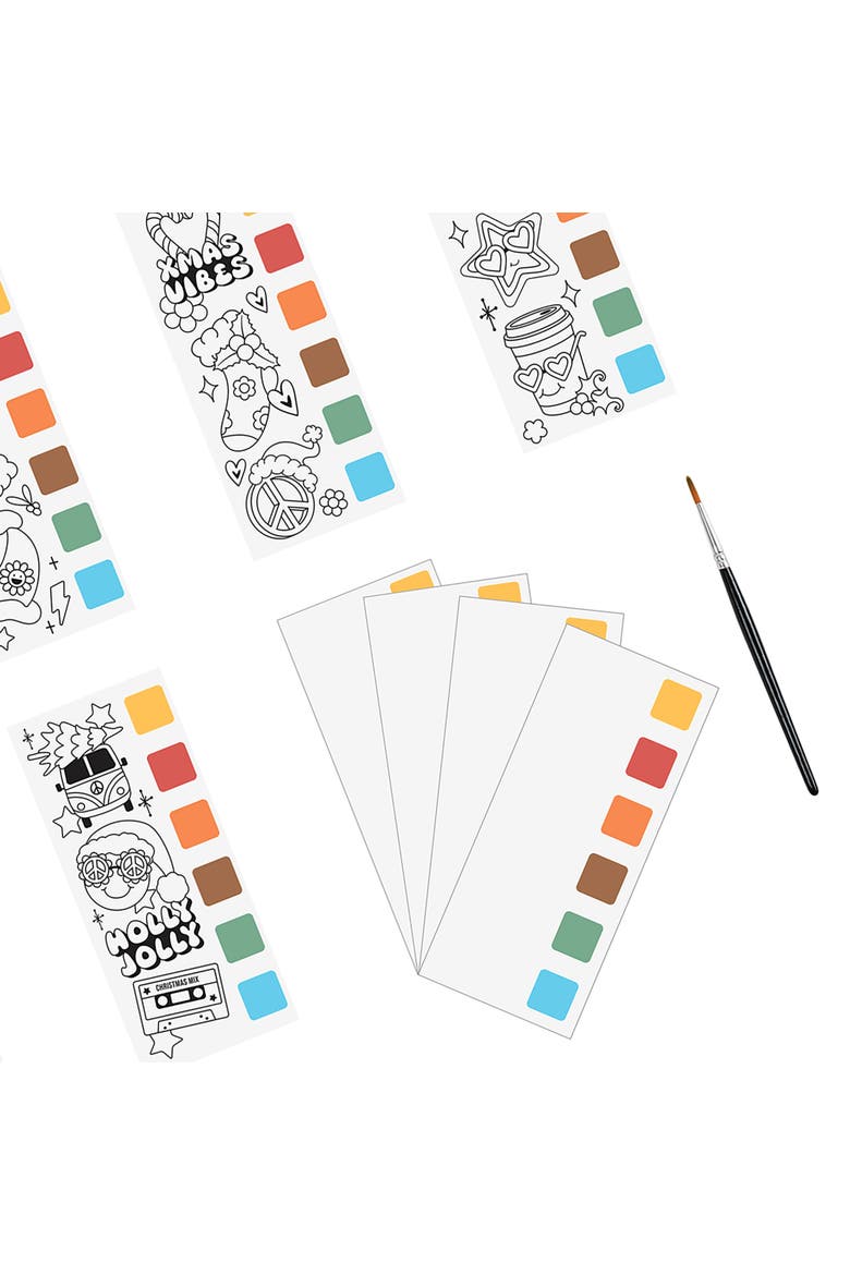 Watercolor Bookmark Pad, Frosty, 8 Snowman Designs, Alternate, color, Multicolored