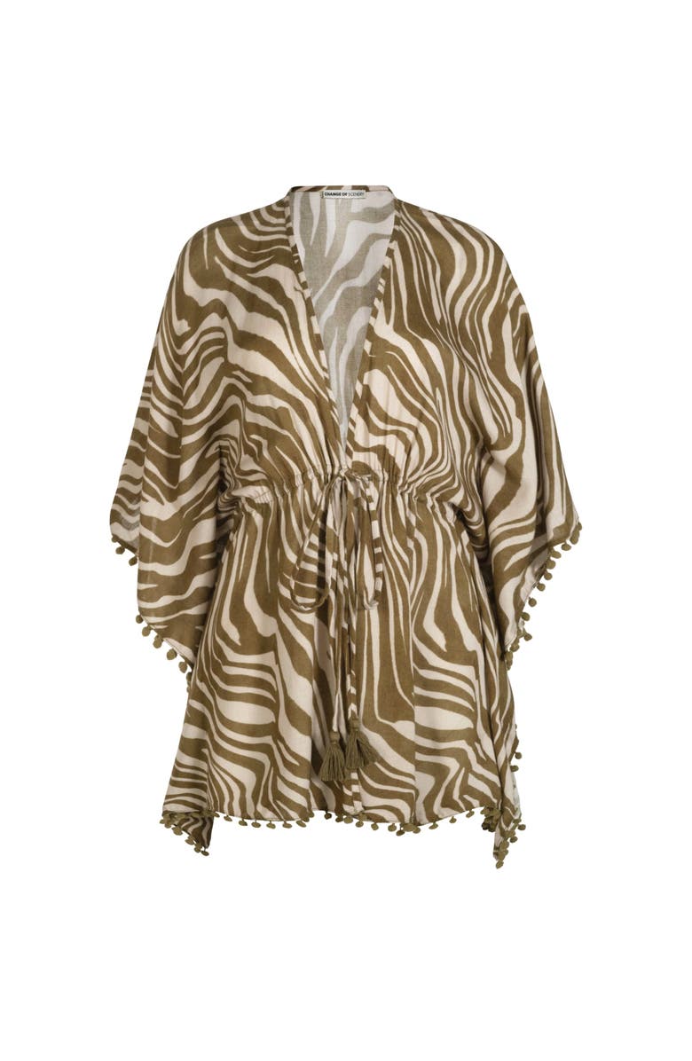 Change of Scenery Audrey Short Drawstring Caftan Cover-Up, Main, color, Serengeti