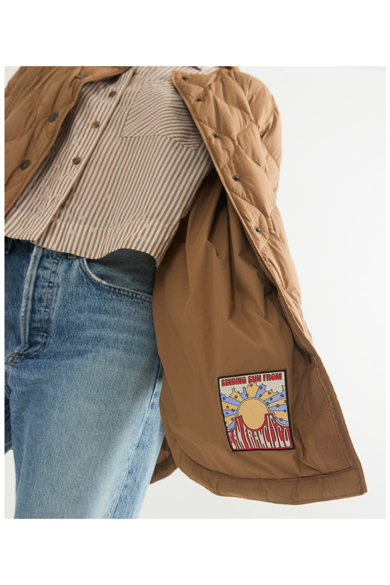 Collarless Quilted Coat, Alternate, color, CARAMEL