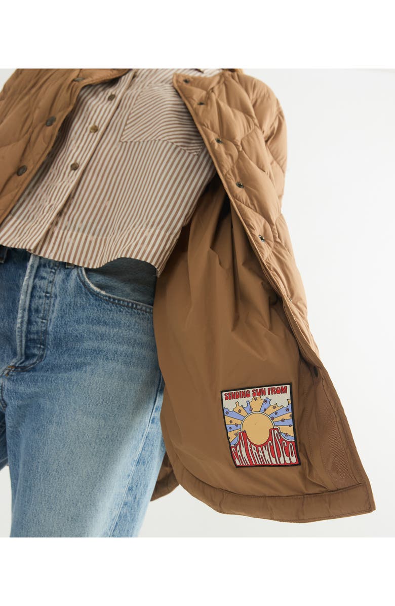 Marine Layer Collarless Quilted Coat, Alternate, color, Caramel