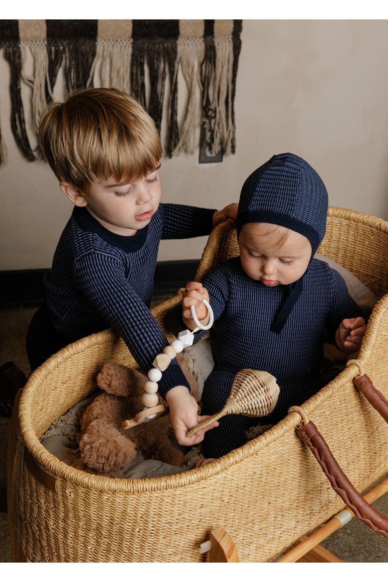 Looms Thin Stripe Collection - Footie, Alternate, color, Navy/Blue